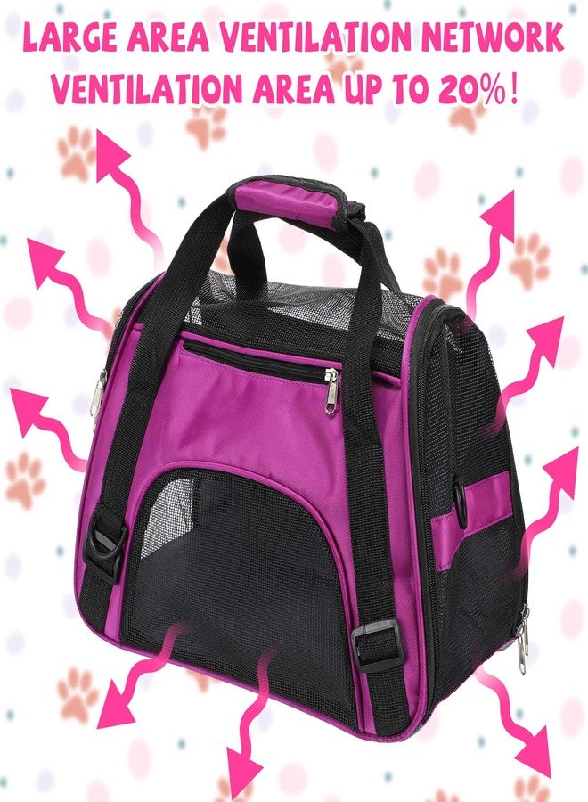 Clysee 2 Pcs Pet Carrier, Soft Sided Pet Travel Carrier for Cats, Airline Approved Kitty Portable Dog Bags for Traveling Little Dogs, Rabbits, Puppy, Cat(S,Pink, Purple) - Image 3